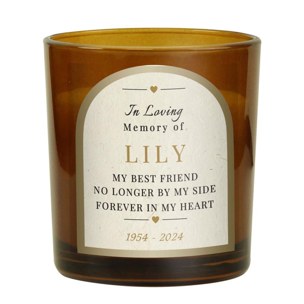 Personalised In Loving Memory Amber Glass Scented Jar Candle £8.99